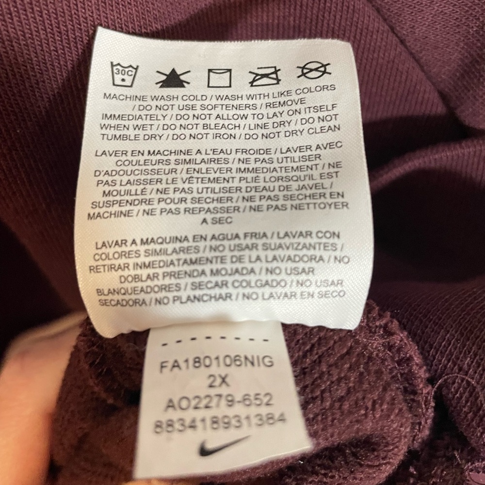 Nike Women's Burgundy Cropped Crewneck Sweatshirt Size XXL EUC - Picture 7 of 12